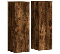 vidaXL Soportes para plantas 2 uds madera roble ahumado 33x33x100 cm, soporte de flor, soporte de maceta, soporte de planta de casa, soporte de maceta