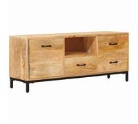 vidaXL Soportes para TV Marrón 110 x 30 x 46 cm Madera de Mango Maciza, Sala de Estar, Diseño Moderno, Almacenamiento Amplio, Cajones Elegantes, Puertas Funcionales para Máxima Organización