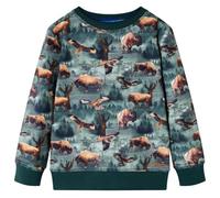 vidaXL Sudadera para Niños con Estampado Reses y Águilas Ropa Infantil Verde Oscuro 128
