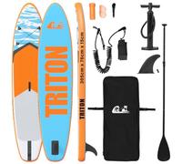 vidaXL Tabla de remo inflable Triton 305 x 76 x 15 cm, azul, resistente a los rayos UV, para adultos, equipo portátil para deportes acuáticos con patrón de ondas
