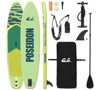 vidaXL Poseidon - Tabla de remo hinchable de pie, 366 x 81 x 15 cm, resistente a los rayos UV, para adultos, equipo portátil para deportes acuáticos con patrón de ondas