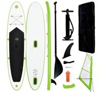 vidaXL Tabla de surf inflable verde/blanca con vela, 330 x 72 x 10 cm, a prueba de pinchazos, resistente a los rayos UV, bolsa de transporte incluida