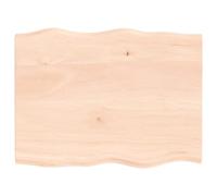 vidaXL Tablero de Mesa Madera Maciza Roble Borde Natural 80x60x2 cm, Tablero de Madera, Tablero de Comedor, Tablero de Madera Maciza