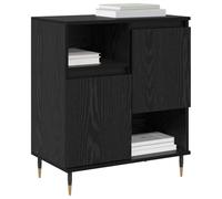 vidaXL Mueble Auxiliar Moderno Set de 3, Negro y Roble, Patas de Hierro, 180 x 35 x 70 cm, Acabado Mate, Gran Almacenamiento, Puertas con Bisagras, Estantes, Solo para Interior