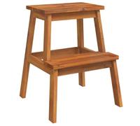vidaXL Taburete 2 Peldaños Escalera Escalón Silla para Baño Cocina Salón Dormitorios Jardín Patio Madera Maciza de Acacia 40x38x50 cm