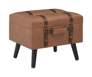 vidaXL Taburete Almacenamiento Asiento Silla Banquillo Entrada Aparador Arcón Baúl Mueble Organizador Almacenaje 40 cm Marrón Cuero Sintético