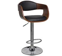 vidaXL Taburete Cocina Madera Curvada Cuero Negro Altura Regulable Silla Bar