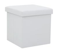 Vidaxl taburete con almacenaje plegable cuero sintético blanco