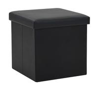 Vidaxl taburete con almacenaje plegable cuero sintético negro