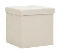 Vidaxl taburete con almacenaje plegable lino sintético crema blanco