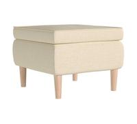Vidaxl taburete con patas de madera tapizado tejido crema