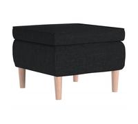 Poggiapiedi con Gambe in Legno Nero in Tessuto