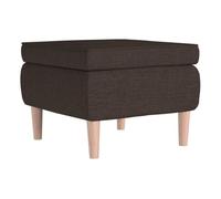 Vidaxl taburete con patas de madera tapizado tela marrón oscuro