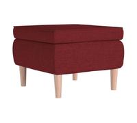 Poggiapiedi con Gambe in Legno Rosso Vino in Tessuto
