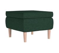 Vidaxl taburete con patas de madera tapizado tela verde oscuro