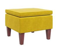 Poggiapiedi con Gambe in Legno Giallo in Velluto