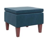 Poggiapiedi con Gambe in Legno Blu in Velluto