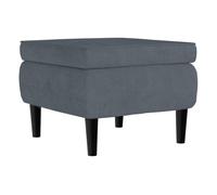 Poggiapiedi con Gambe in Legno Grigio Scuro in Velluto
