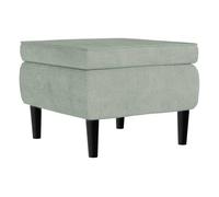 Vidaxl taburete con patas de madera y terciopelo gris claro