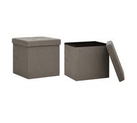 Vidaxl taburete de almacenaje plegable 2 uds lino sintético gris taupe