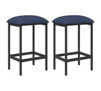 vidaXL Taburete de Bar 2 pcs Azul 40 x 32 x 64 cm Madera de ingeniería, Taburete de Bar Moderno, Rectangular, Ajustable, tapizado, Acero galvanizado, diseño Minimalista, Funcional