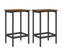 vidaXL Taburete de Bar 2 pcs Roble Ahumado 40 x 32 x 74 cm, con reposapies, Silla de Bar Rectangular, Estructura de Acero Resistente a arañazos, solución Elegante para Interiores