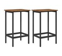 vidaXL Taburete de Bar 2 pcs Madera Envejecida 40 x 32 x 64 cm, con reposapies, Silla de Bar Rectangular, Estructura de Acero Resistente a arañazos, solución Elegante para Interiores