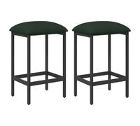 vidaXL Taburete de Bar 2 pcs Verde Oscuro 40 x 32 x 74 cm, Taburete de Bar Moderno, Rectangular, Ajustable, tapizado, Acero galvanizado, diseño Minimalista, Funcional