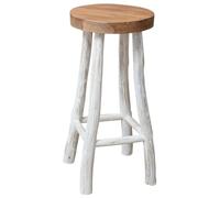 vidaXL Taburete de Bar Teck Marrón y Blanco