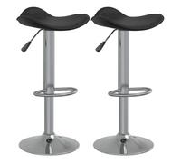 Vidaxl taburete de cocina 2 uds acero cromado cuero artificial negro