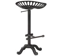 vidaXL Taburete de Cocina Bar Silla Mostrador Pub Comedor Simplista Reposapiés Asiento Ajustable Acolchado Estable Robusta Hierro Fundido Negro