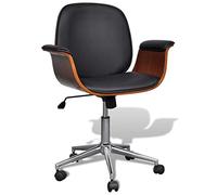 vidaXL Sillón giratorio de madera curvada y cuero sintético