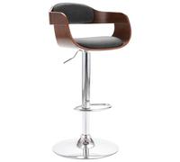 vidaXL Taburete de Cocina Tela Asiento Desayuno Casa Comedor Bar Bistró con Reposapiés con Respaldo Moderno Cuero Sintético Gris Madera Contrachapada