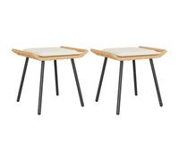 vidaXL Taburete de Jardín 2 pcs Naturaleza 50 x 40 x 45cm Acero, Jardín y terraza, Rectangular, Taburete Moderno, Muebles de Exterior, Asientos en el Patio, Resistente a la Intemperie