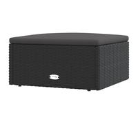 vidaXL Taburete de jardín con cojín ratán sintético Negro, reposapiés jardín, Muebles de Exterior, Taburete, Muebles de jardín, Muebles de terraza