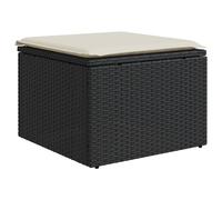 vidaXL Taburete de Jardín con Cojín, Reposapiés con Funda Extraíble, Asiento de Exterior, Taburete para Patio Terraza, Ratán Sintético Negro