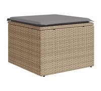 vidaXL Taburete de Jardín con Cojín, Reposapiés con Funda Extraíble, Asiento de Exterior, Taburete para Patio Terraza, Ratán Sintético Beige