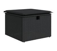 vidaXL Taburete de Jardín con Cojín, Reposapiés con Funda Extraíble, Asiento de Exterior, Taburete para Patio Terraza, Ratán Sintético Negro