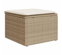vidaXL Taburete de Jardín con Cojín, Reposapiés con Funda Extraíble, Asiento de Exterior, Taburete para Patio Terraza, Ratán Sintético Beige