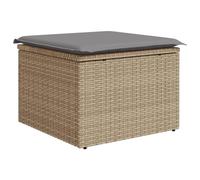 vidaXL Taburete de Jardín con Cojín, Reposapiés con Funda Extraíble, Asiento de Exterior, Taburete para Patio Terraza, Ratán Sintético Beige