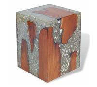 Vidaxl taburete de madera maciza de teca y resina