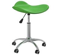 vidaXL Taburete de Salón de Belleza Asiento Silla Sillón Sillín Trabajo Giratoria Respaldo Acolchado Ajustable Peluquería de Cuero Sintético Verde