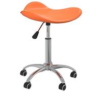 vidaXL Taburete de Salón de Belleza Asiento Silla Sillón Sillín Trabajo Giratoria Respaldo Acolchado Ajustable Peluquería de Cuero Sintético Naranja