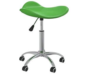 vidaXL Taburete de Salón de Belleza Asiento Silla Sillón Sillín Trabajo Giratoria Respaldo Acolchado Ajustable Peluquería de Cuero Sintético Verde