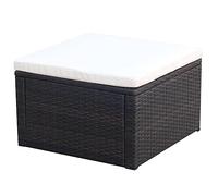 vidaXL Taburete Otomana de Jardín Asiento Reposapiés Patio Muebles Terraza Exterior Silla Aire Libre Poli Ratán Sintético Marrón Material Tipo Mimbre