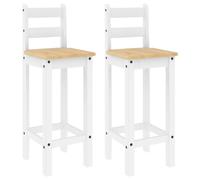 Taburetes Altos 2 Uds Madera Maciza De Pino Blanco Vidaxl