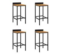Vidaxl taburetes altos 4 uds madera de acacia y ratán sintético negro