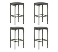 Vidaxl taburetes altos con cojines 4 uds ratán sintético gris