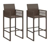 Taburetes Altos De Jardín 2 Unidades Ratán Sintético Marrón Vidaxl