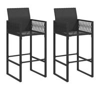 vidaXL Taburetes Altos de jardín 2 Unidades ratán sintético Negro, Taburete, Taburete de Bar al Aire Libre, Silla de Bar, Taburete de jardín